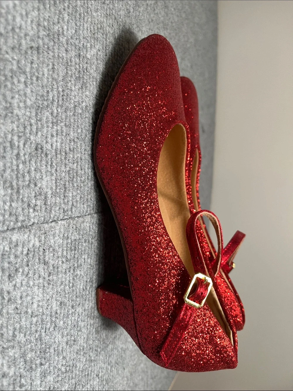 balera Red Glitter Mary Jane Ballet Flats for Kids